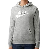 Nike Damen Sportswear Essential Pullover Hoodie, Dark Grey Heather/White, S