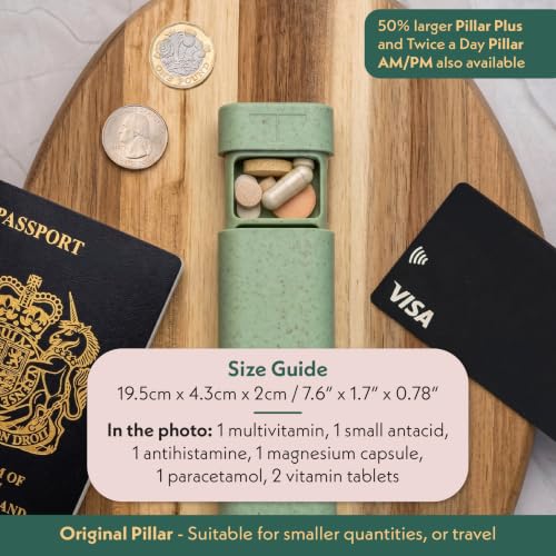 Image of Pillar - 7-Day Pill Organizer | Weekly Medicine Pill Container Travel Box - Aesthetic Medication Holder - Stylish Travel Pill Case - Cute Small Medication Organizer 7 Day for Women (Jet Black)