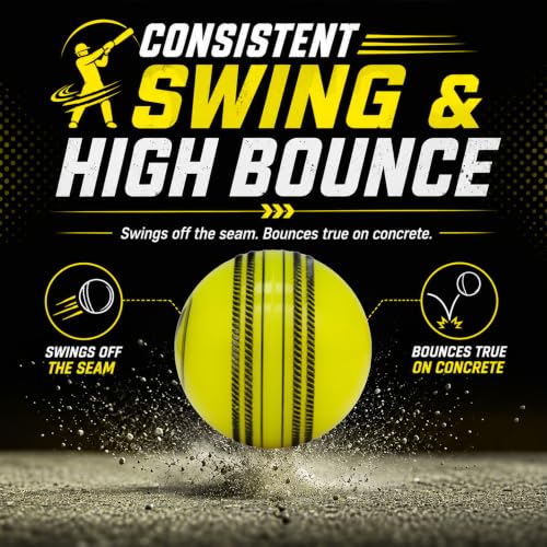 Image of WHACKK I10 T-20 Wind Ball 72MM 120GMS Seasional Color Mix 6 | Synthetic Practice Cricket Balls | Swing Balls for Match, Training, Indoor, Outdoor & Street Cricket (Yellow, Set of 6)