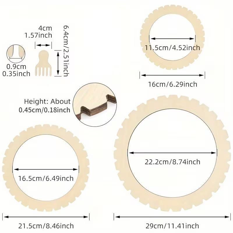 Curious Button Set of 4 Wooden Round Knitting Looms | MDF Crochet & Weaving Rings for DIY Crafts, Blanket Making & Yarn Projects 1