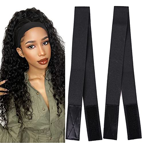 Elastic Band for Wigs 3.5Cm Edges Bands with Velco Ends, 2PCS Adjustable Elastic Band for Wigs, Elastic Headband Edge Laying Band For Baby Hair Closure Frontal Wigs