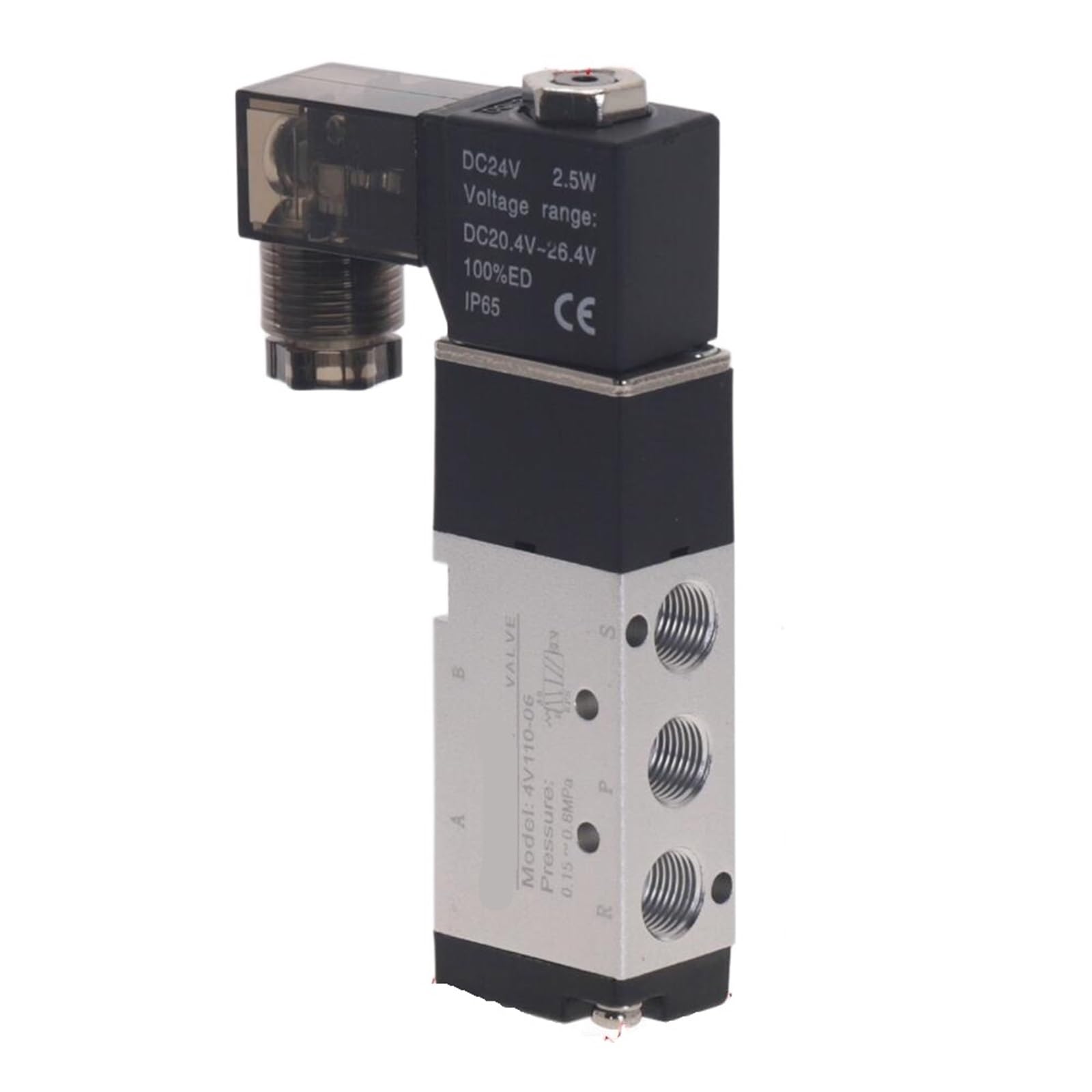 Elektromagnetyczny zawór pneumatyczny 4V110-06 5-drożny port 2-pozycyjny sprężarka powietrza 12 V 24 V 110 V 220 V (pasuje 6 mm, DC24V)
