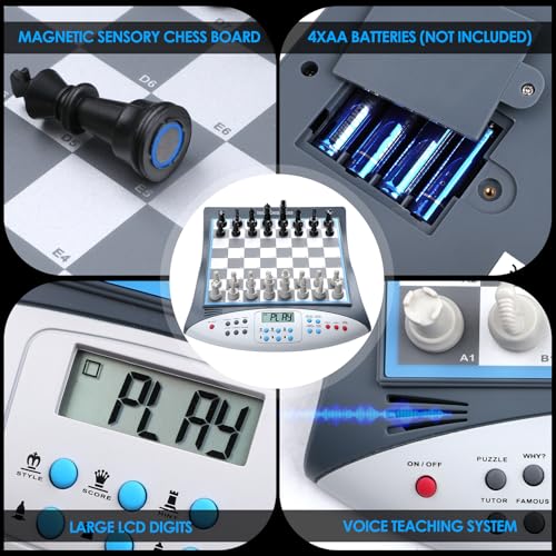 Leveroam LM184 Electronic Chess Set With Voice Teaching System, Magnetic Computer Chess Game thumb #5
