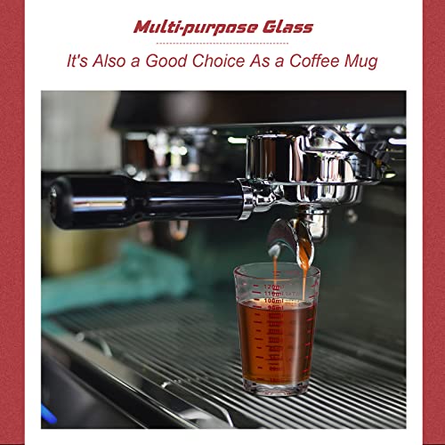 2 Pieces 4 Oz Measuring Cup Shot Glass Espresso Shot Glass Liquid Heavy Glass Wine Glass (Red Letters) #TOP5