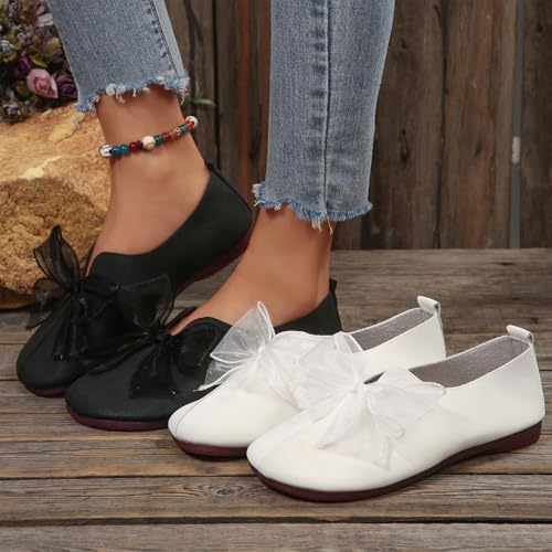 HUIQINGLI 2025 New Women's Vintage Mary Jane Flats with Bow Detail Dressy Comfortable Foldable Slip On Round Toe Soft Sole Shoes3