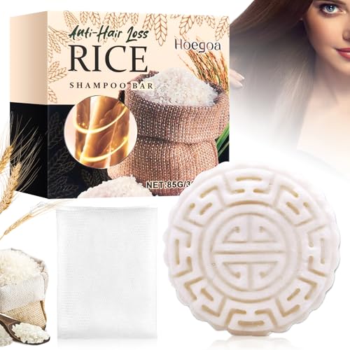 Champú Sólido Agua Arroz,champu solido,Champu Natural,Cabello Proporciona Mucha Humedad,Para Todo Tipo de Cabellos 85g