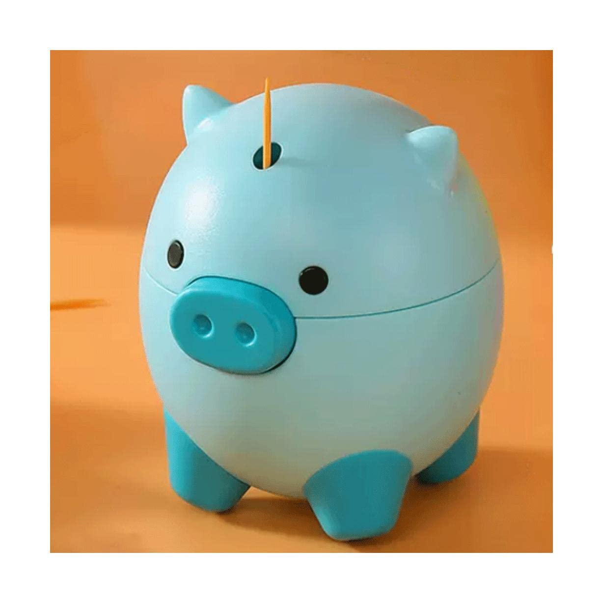 Wdwdw Blue Toothpicks Dispenser Toothpick Box Fashion Pop-Up Automatic Holder Plastic Portable Case Cute Pig Container