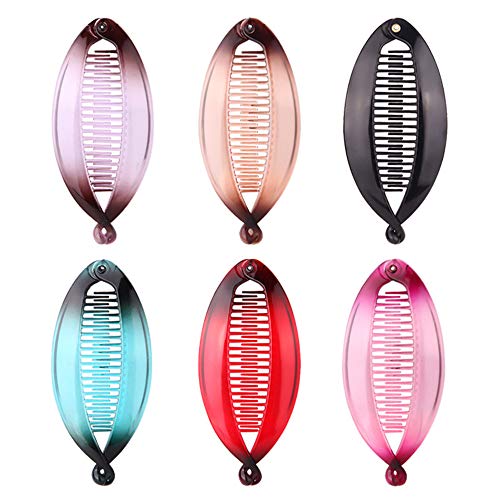 6 piezas de pinzas para cabello en forma de banana, clips de resina con diseño de cola de pez para mujer miniatura 1