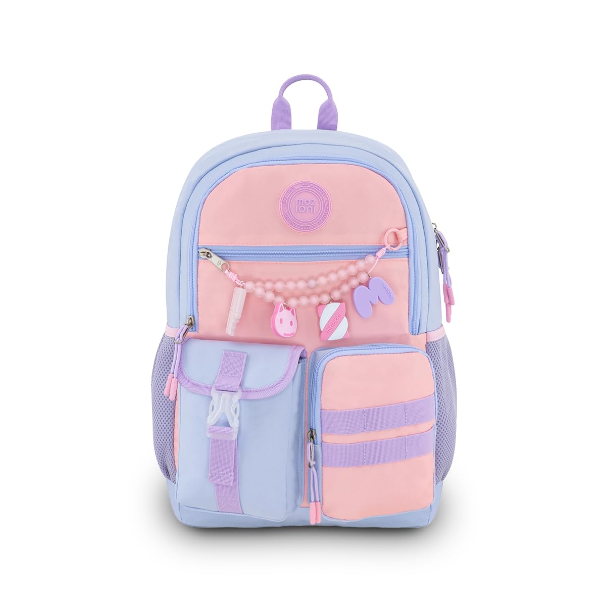 Zaino Cookie Charms, con doppio scomparto, 3 tasche anteriori, tasche laterali e organizer interno, uso versatile, viola - 23 litri di capacità