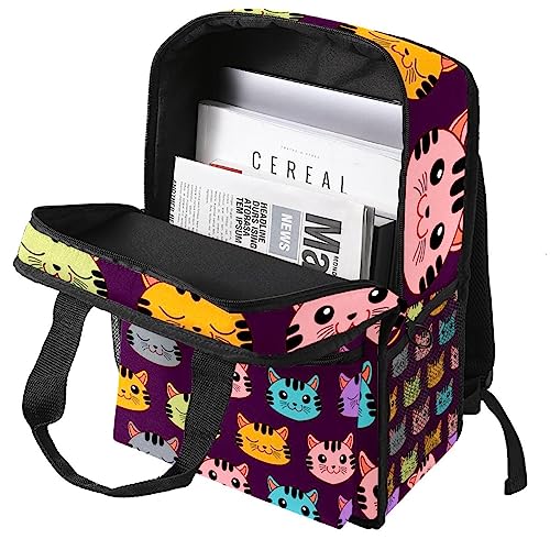 Sac à dos chat multicolore idéal pour l'école et sorties parc - 3