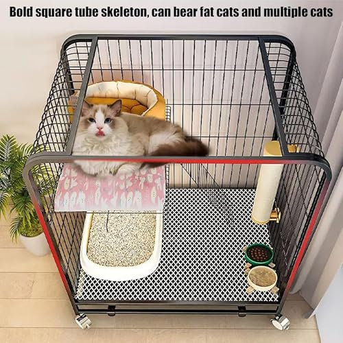 2-stöckiges DIY-Katzengehege – Indoor-Laufstall mit Metalldraht, Haustierkäfig auf Rädern, rollender Katzenkäfig für drinnen und draußen, für 1–2 Katzen, Kaninchen, Kleintiere (weiß, klein)
