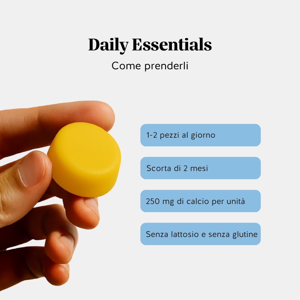 Calcio 500mg Gummies - Daily Essentials - Contribuisce alla Normale Funzione Muscolare, Ossa e Denti - 60 Pezzi (2 mesi) - Senza Zucchero, Vegan - Bears with Benefits