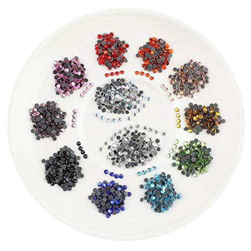 Beadsland Crystal Hotfix Rhinestone,Machine Cut Stone with 12 Colors,Total 17280pcs(Mix-Pro, SS10/3mm)