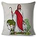 VJRQM Juego de 2, Dibujos Animados Christian Jesus y niños Funda de Almohada de Lino 18"x 18 decoración Funda de cojín para Coche, sofá, hogar, Almohada, Fundas de Almohada, 11