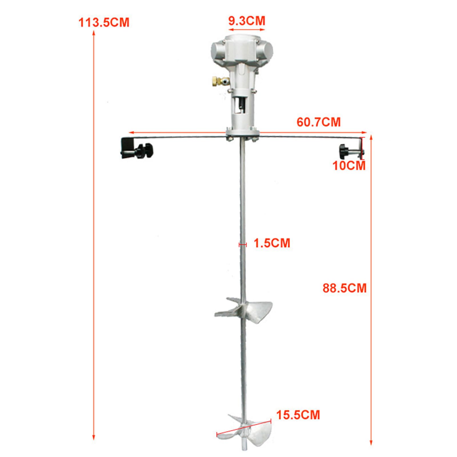Miscelatore pneumatico per vernice da 50 galloni, agitatore d'aria per vernice con clip a 3 cilindri, miscelatore miscelatore d'aria 1/2HP, velocità 50-2800 giri/min, per materiali di rivestimento d