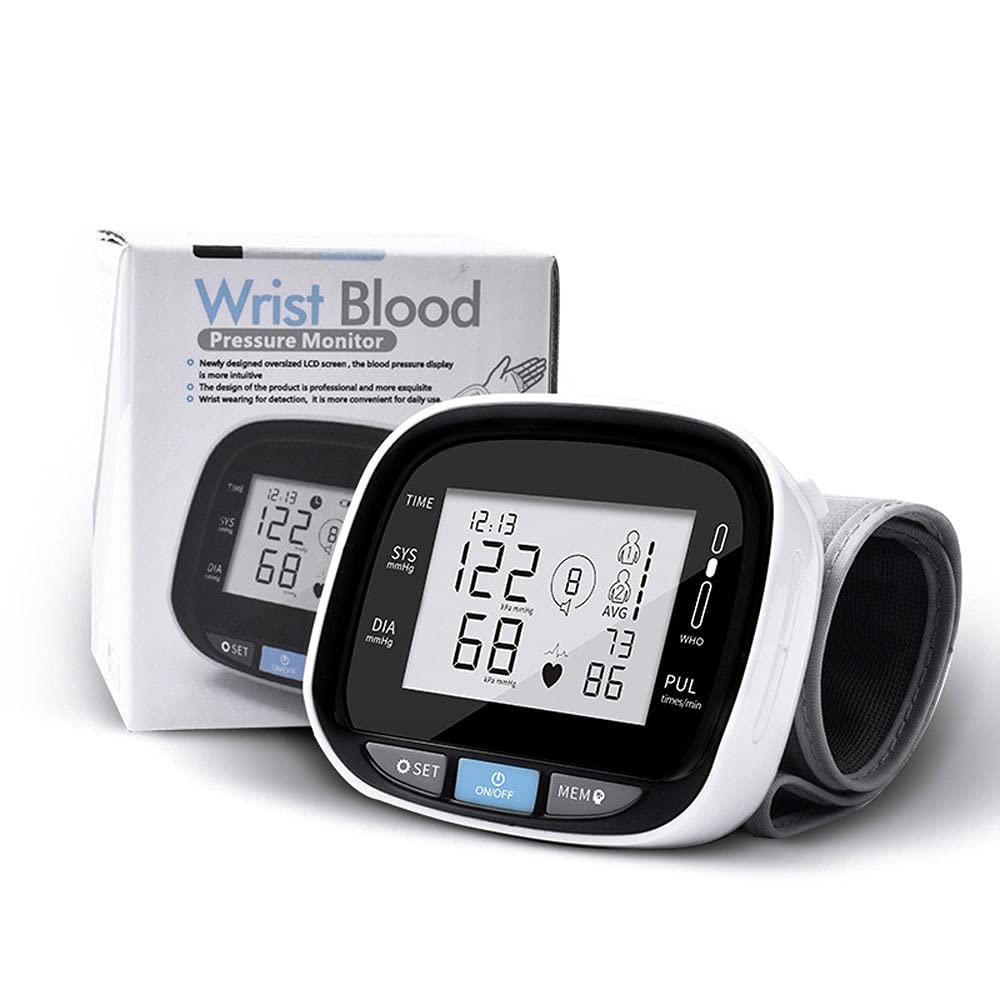 Monitor per la Pressione sanguigna, Monitor per la Pressione del Sangue del Polso per Uso Domestico Monitor BP con Polsino da Polso, Display Ampio modalità Dual Utenti per Uso Domestico,Voice