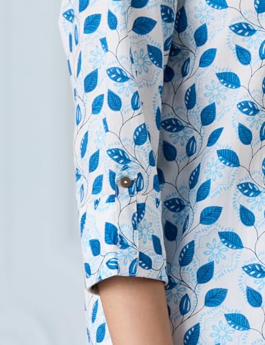 Image of Amazon Brand - Myx Women's Screen Print Straight Printed Regular Cotton Short Kurti (Available in Plus Sizes)