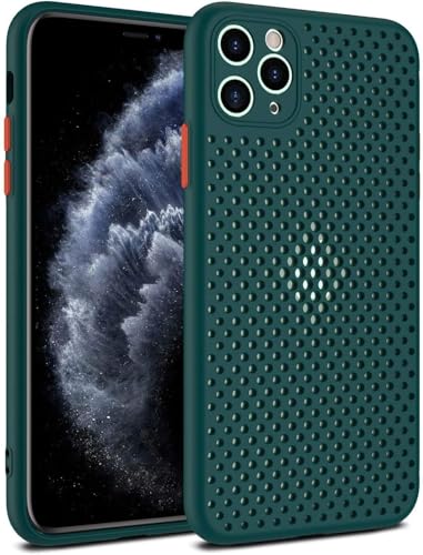 Image of Heat Dissipation Cover for iPhone, Ultra Slim Breathable Hollow Design, Full Camera Lens Protection Shockproof TPU Cooling Case (Dark Green,iPhone 16)
