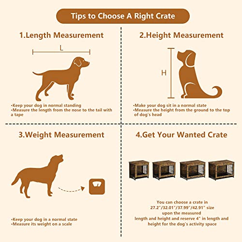 Awqm Dog Crate Furniture, Dog Crate End Table With Three Doors, Dog Kennel Indoor With Pull-Out Tray, 38" Pet Furniture, Side/End Table, Dog Crate Table For Medium/Large/Small Dog, 25.7" W*26.9" H #TOP7