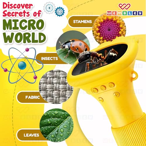 Image of Wembley Pocket Microscope Camera for Kids Students age 7-8-10-12-14 Years Old |2MP Portable Digital Microscope Science Kit with 1000x Zoom | Birthday Gift EducationToy for Kids 7-14 Years Boys & Girls