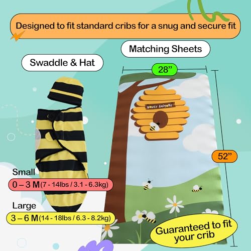 Image of Cuddle Club Newborn Swaddle Gift Set - Includes Swaddle Blanket, Hat & Crib Sheet in Fun Styles - For Baby Boys & Girls