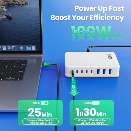 Feob 430W Chargeur USB Multiple, 8 Ports GaN Ⅳ Tech PD 100W Chargeur Rapide QC PPS Prise USB C Multiple Station de Charge Compatible avec MacBook Pro/Air Laptop, iPhone, iPad Pro,Galaxy, SteamDeck Feob 430W Chargeur USB Multiple, 8 Ports GaN Ⅳ Tech PD 100W Chargeur Rapide QC PPS Prise USB C Multiple Station de Charge Compatible avec MacBook Pro/Air Laptop, iPhone, iPad Pro,Galaxy, SteamDeck