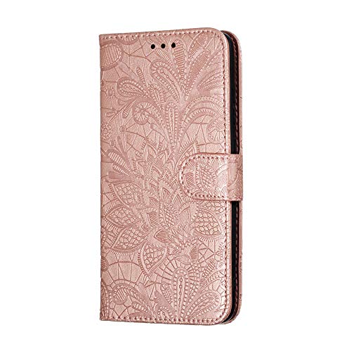 Capa carteira para Galaxy A8 (2018) de couro PU [relevo de flor de renda] compartimentos para cartão