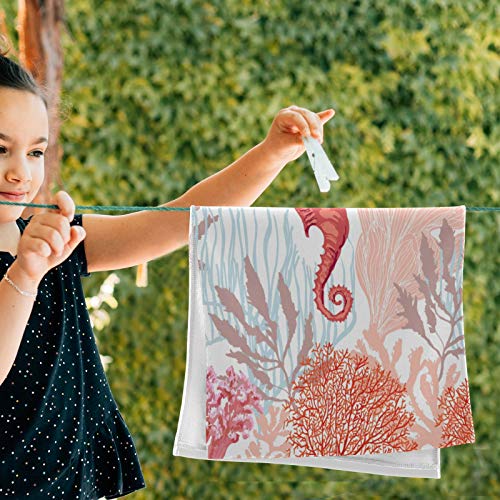 Susiyo Beautiful Corals Sea Horse Hand Towels Set Of 2 Luxury Print Decorative Bathroom Towels Super Soft Highly Absorbent Multipurpose Towels For Yoga Gym Spa Hotel Bathroom Kitchen 28X14 Inch #TOP4