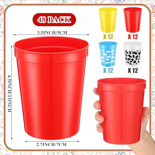 MotiMind 48 Pcs Cartoon Story Party Supplies Reusable 16 oz Plastic Cups Bulk Blue White Clouds Cow Print Fun Drinkware Cartoon Story Theme Party Decorations for Baby Shower Birthday