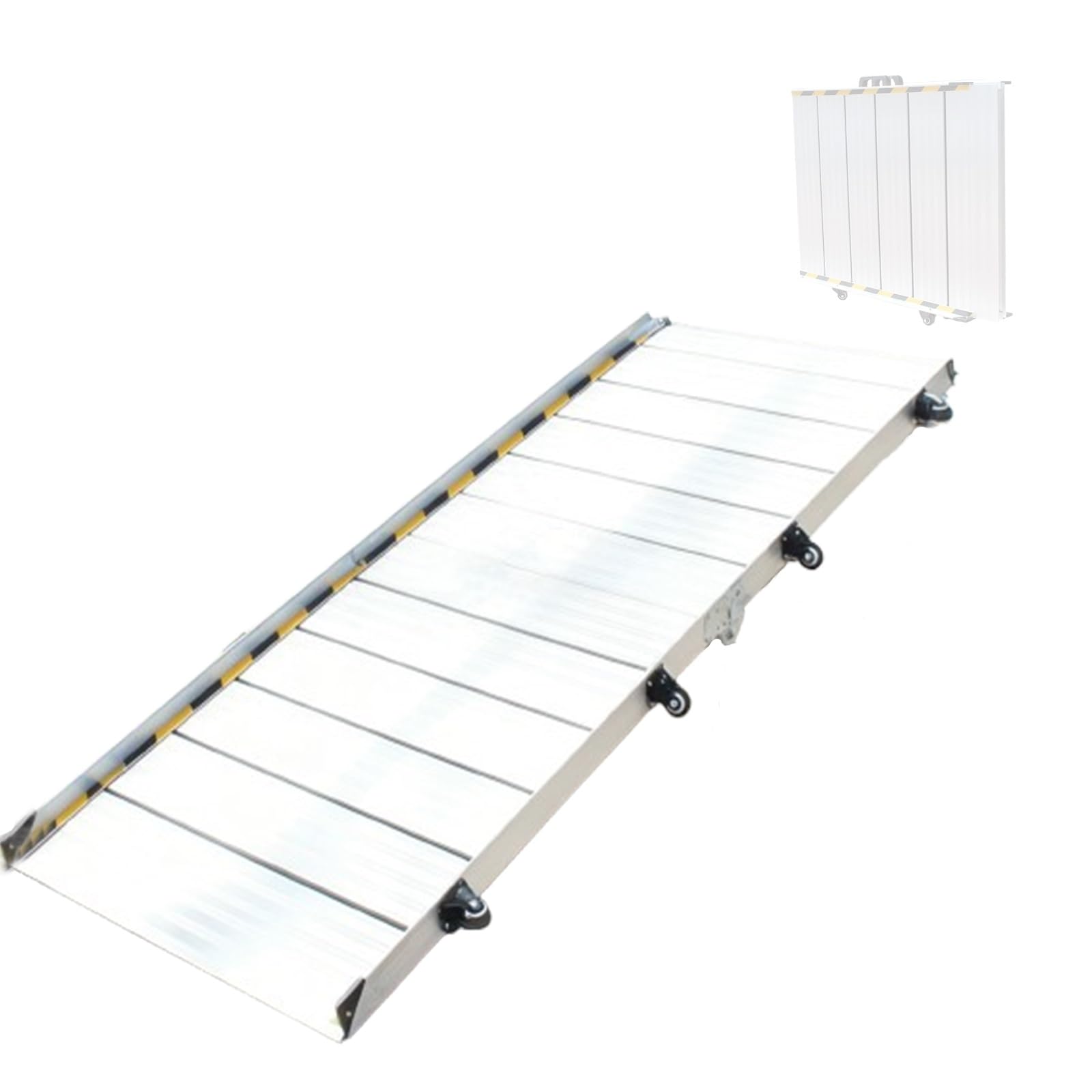 Rampy do skuterów inwalidzkich, Rampa dla wózków inwalidzkich Składana 4 koła Aluminiowe antypoślizgowe schody Próg drzwi Wiele rozmiarów(262x75cm)