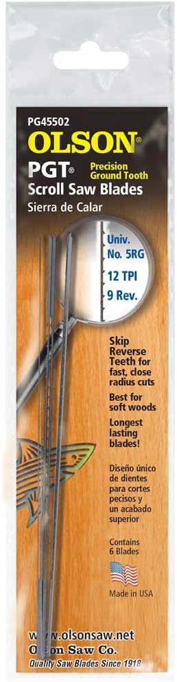 Saw PG45502 Precision Ground Scroll Saw Blade, TPI-12,9 Reverse