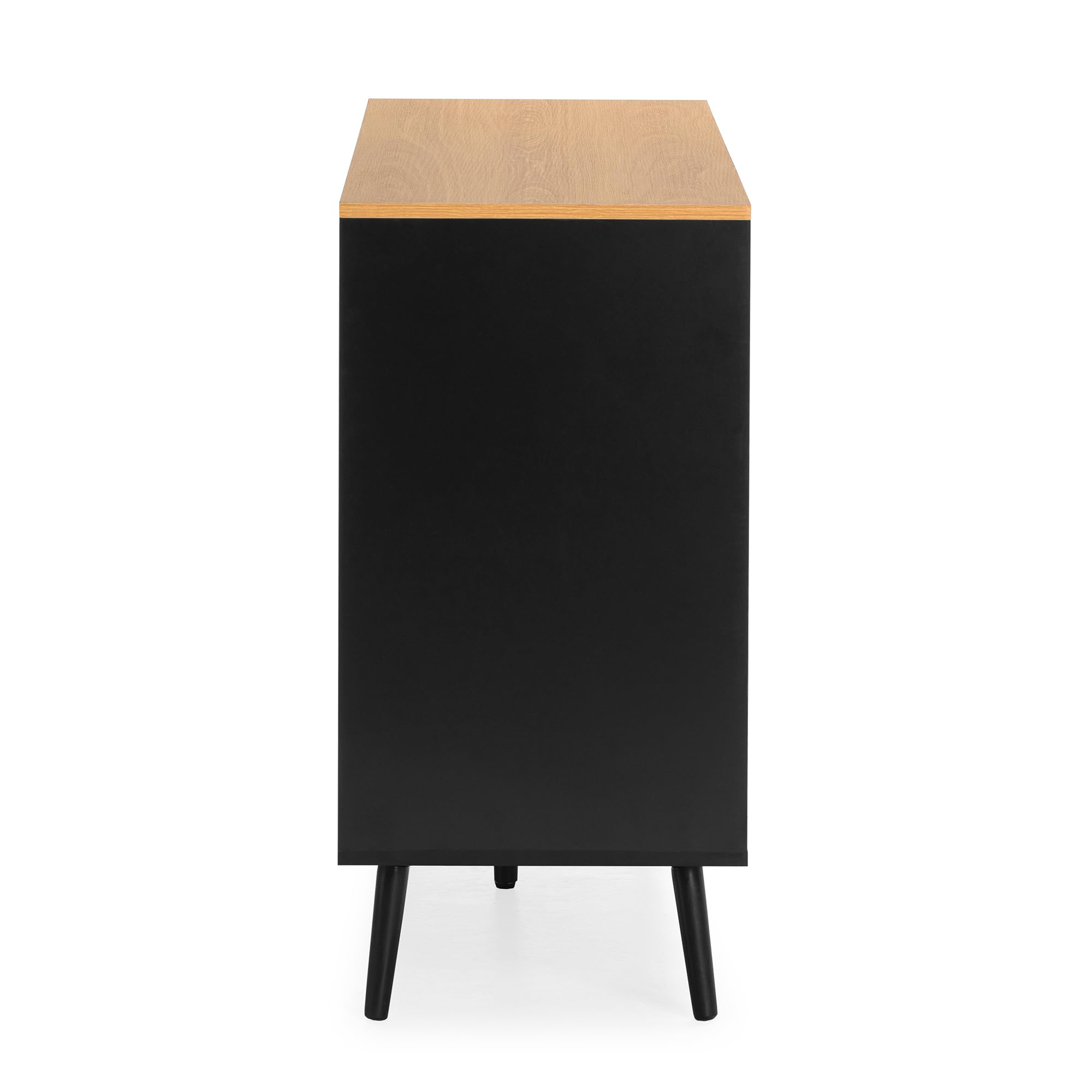 HOMN LIVING Aparador Desi 3 Puertas Color Negro, 140 cm (Ancho) 40 cm (Profundo) 80 cm (Altura)