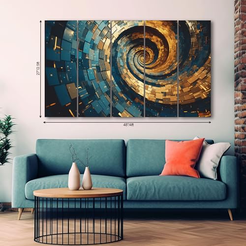 Image of The Castle Decor Abstract modern painting with frame 5 Big Size (27x48) Wall Art for living room,Bedroom,Drawing room,Hotels-Wooden Framed-Digital Painting