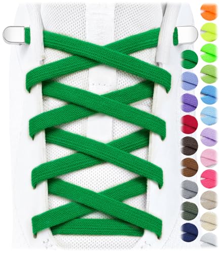Image of Stepace 2 Pairs Elastic No Tie Shoe Laces for Kids and Adults Sneakers, Stretch Flat Tieless Shoestrings