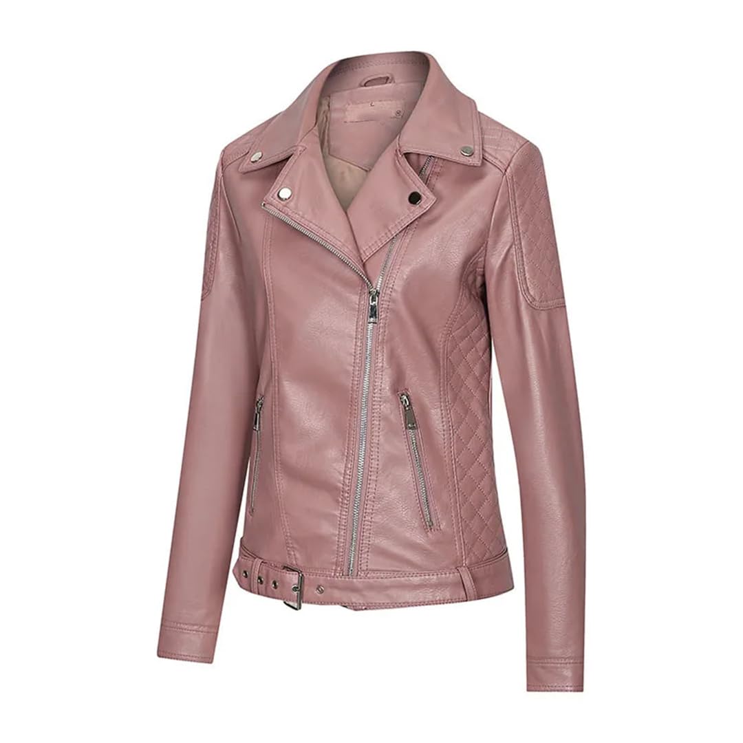 Cappotto da donna con cerniera in ecopelle primavera autunno giacca da motociclista