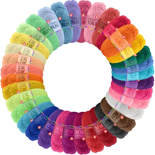 Image of Hygloss Assorted Acrylic Yarn for Crocheting & Hand Knitting - Set of 36