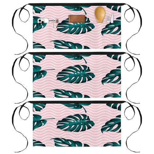 Tablier court de chef palmier rose pour le nettoyage de la maison et le bistrot