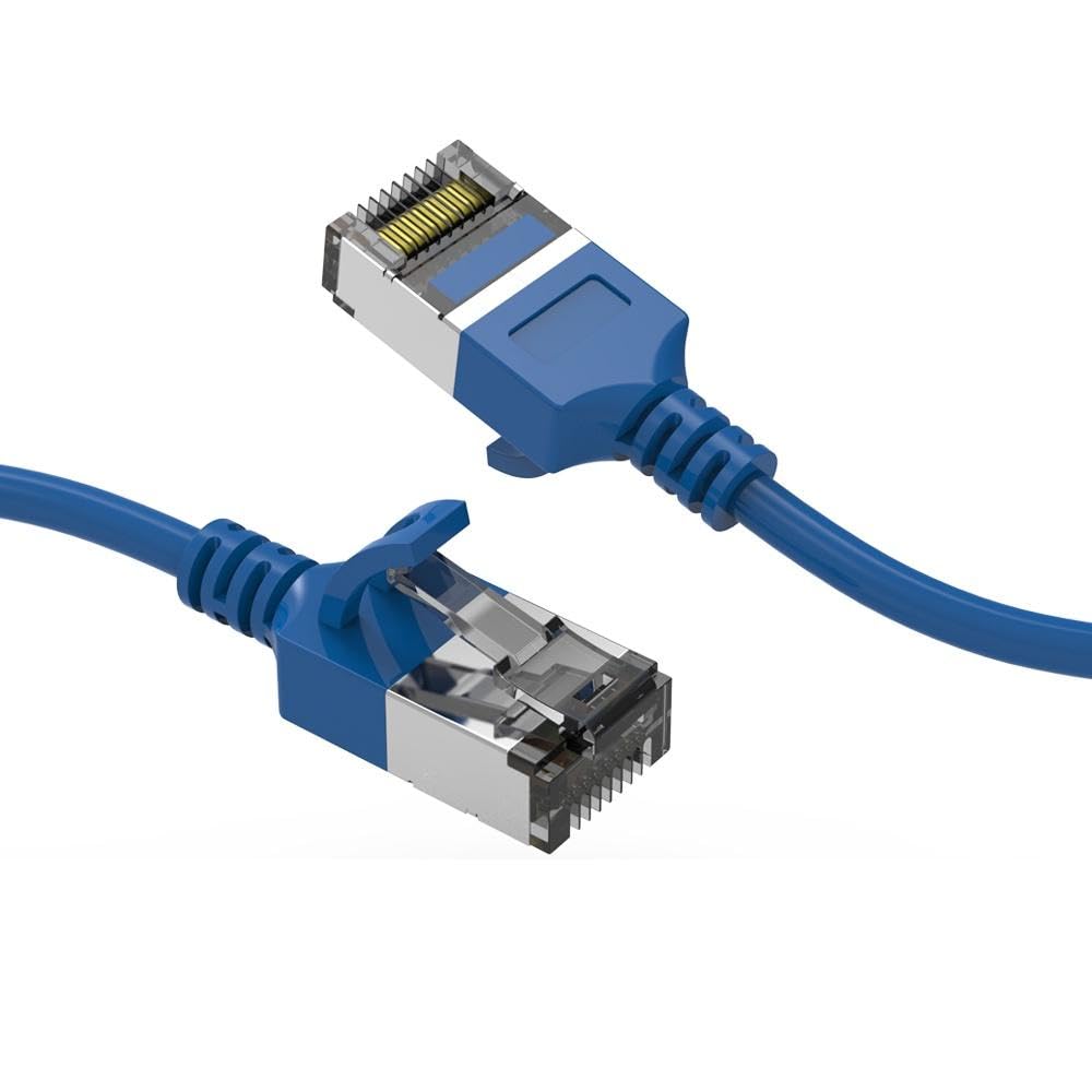 Cable Central LLC Cat8 Slim Ethernet Cable U/FTP 7 ft (10 Pack) Blue - RJ45 Computer LAN 30AWG Cat8 Cable, Cat8 Patch Cable, Network Cable, Cat 8 Cable, Internet Cable, 40Gbps, 2000MHz - 7 Feet