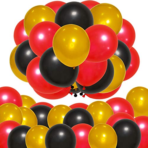 Elecrainbow 100 Count 12 Inch 320 Grams Thickened Balloons For Graduation Birthday Baby Shower Wedding Thanksgiving Anniversary Party Decorations,Red, Black & Gold Assorted #TOP3