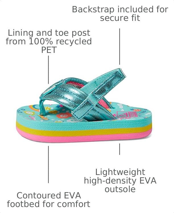 Image of REEF Girls Toddler /Little Kid Ahi Beach Flip Flop, Soft Cushion Footbed, Water Friendly