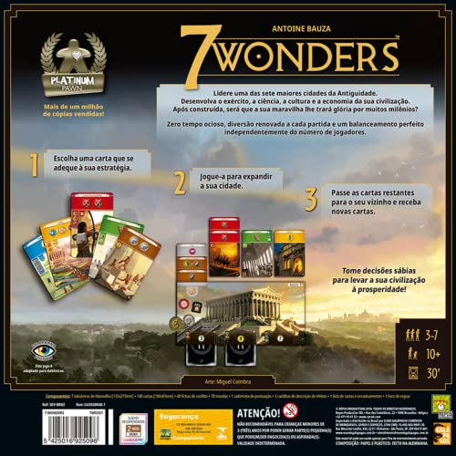 Galápagos, 7 Wonders 2ª Edição, Jogo de Tabuleiro de para Amigos, 3 a 7 jogadores, 30 minutos por pa