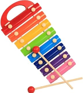 Goyal's Wooden Xylophone Colorful 8 Different Tones Hand Knock Xylophone with 2 Sticks &amp; Gripping Handle