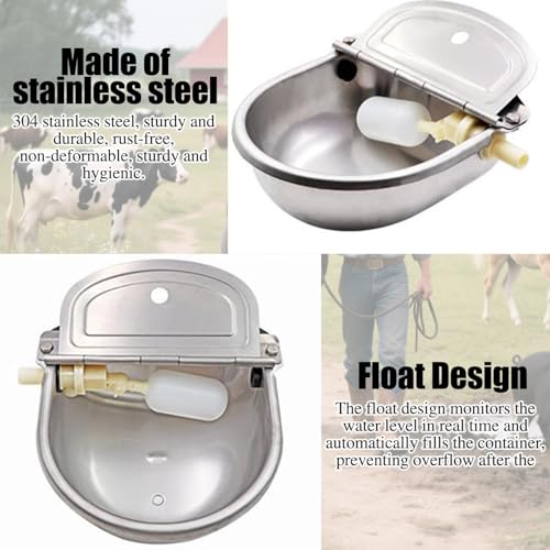 Cuenco de agua automático para ganado, bebedero de metal resistente con válvula flotante para cabras, ovejas y alpacas, comedero duradero para exteriores