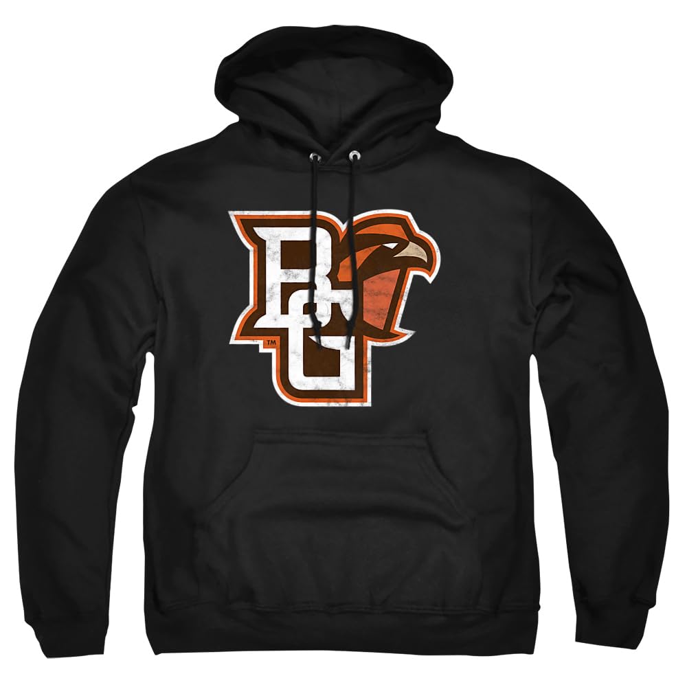 Bowling Green State University BGSU Official Distressed Primary Unisex Adult Pull-Over Hoodie,Black, X-Large