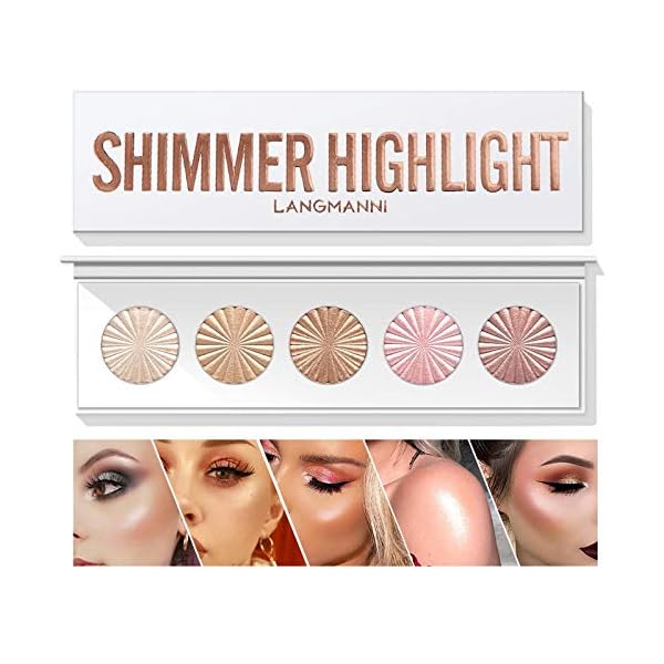 Highlighter-Powder-Palette-Makeup-Palette-Facial-Bronzers-Illuminator-Palette-Highlighter-Baked-Waterproof-Long-Lasting-Brilliant-Lighten-Skin-Color-Face-Highlighter-Powder Highlighter Powder Palette, Makeup Palette Facial Bronzers Illuminator Palette Highlighter Baked Waterproof Long Lasting Brilliant Lighten Skin Color (5 Color, 1 Count (Pack of 1))