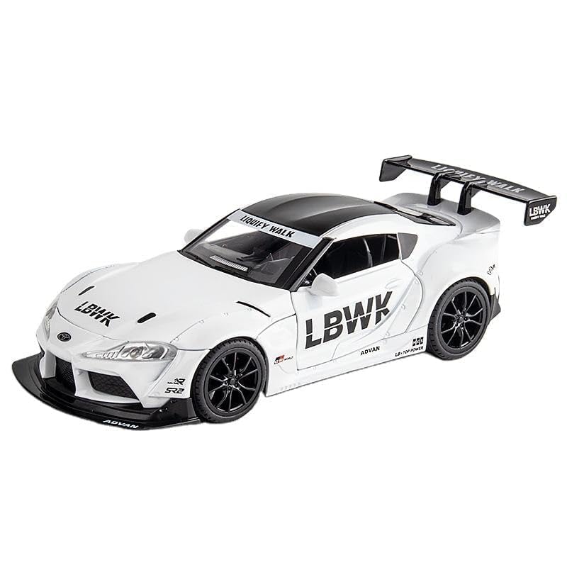 Image of 1 /22 Scale Big Toyota Supra GR LBWK Model Diecast Metal Pullback Toy car with Openable Doors & Light, Music Boys car for Kids Best Toys Gifts Toys for Kids-Black (White)