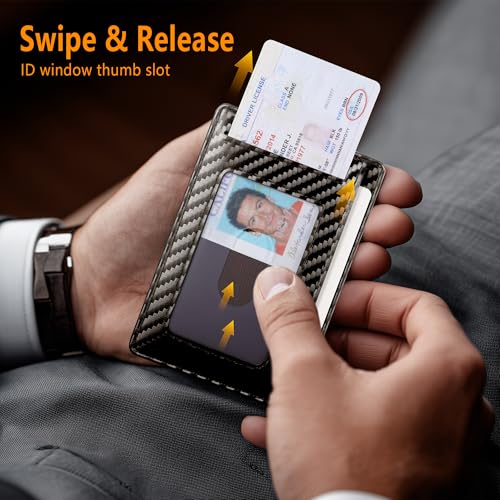 Image of Travelambo Slim Minimalist Wallet for Men, RFID Blocking Credit Card Holder, Front Pocket ID Card Case, Gifts for Men, Husband, Boyfriend, Teenage