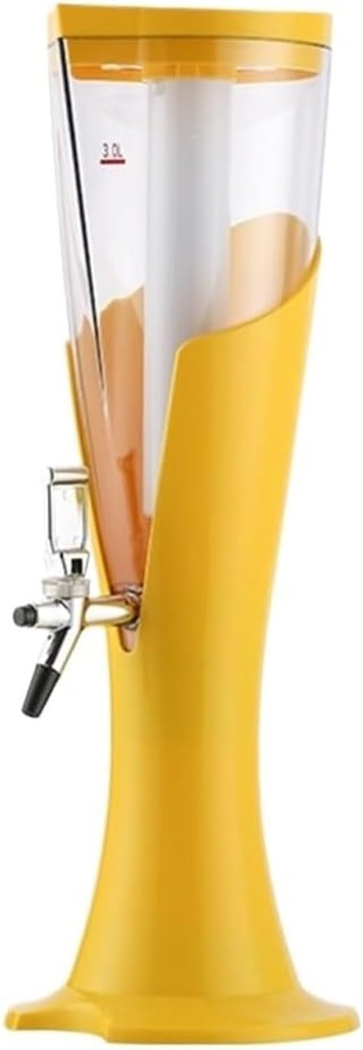AIEIJJH LED Juice Dispenser 3L Drink Tower Beverage Server for Parties with Colourful Lights Water Container, Yellow, 3l
