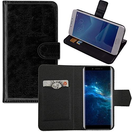 PREVOA Coque pour Voukou P35 Pro - Flip PU Leather Housse Case with Slots pour Cards and Banknotes pour Voukou P35 Pro - Noir -