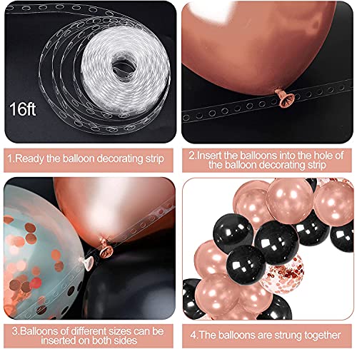 Image of Pearl Latex Balloon Arch Decoration Kit (Rose Gold, Black) -112 Pieces